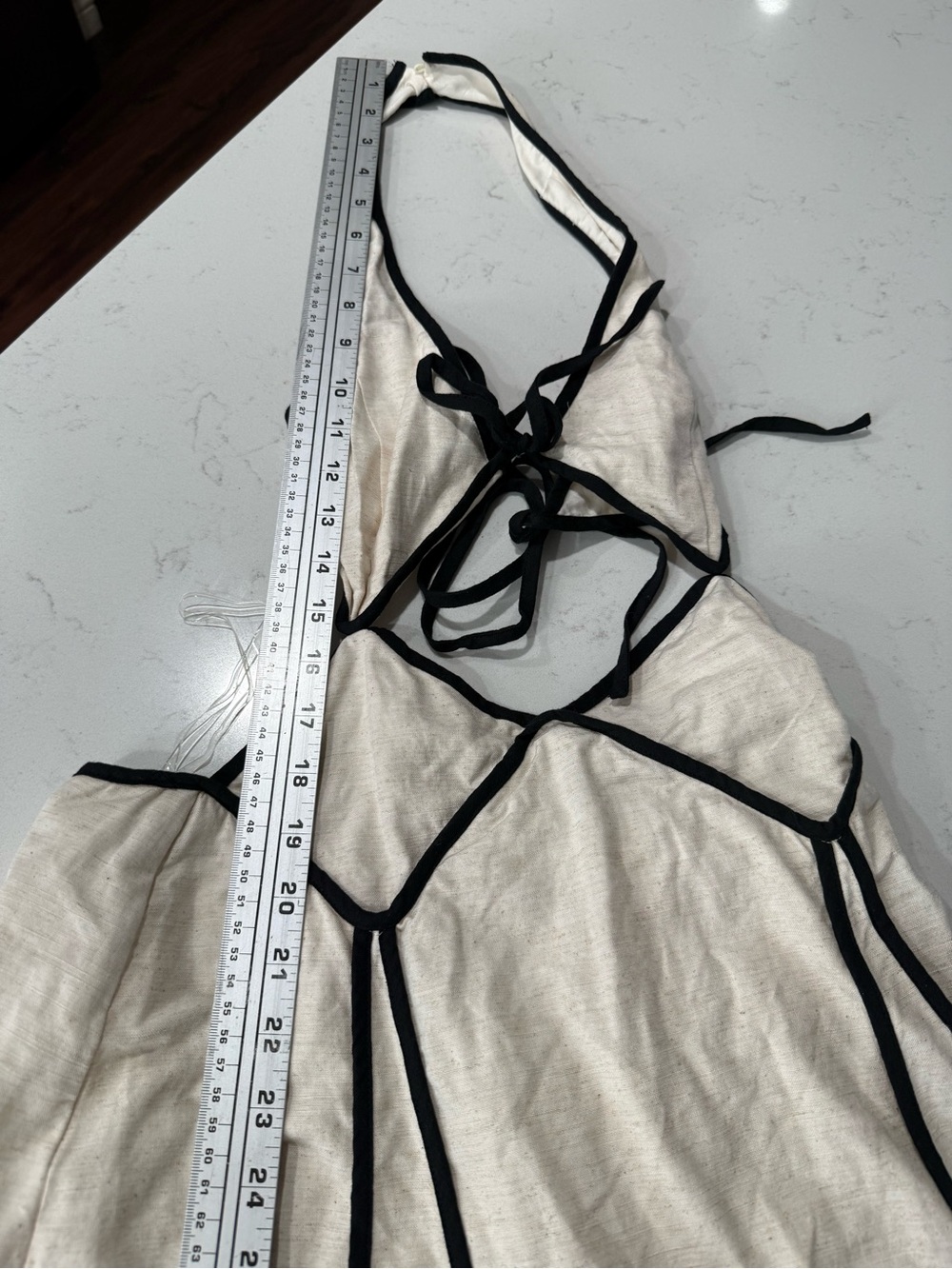 PepperMayo Women’s Cream & Black Contrast Trim Halter Cutout Maxi Dres. Size XS - Picture 7 of 10